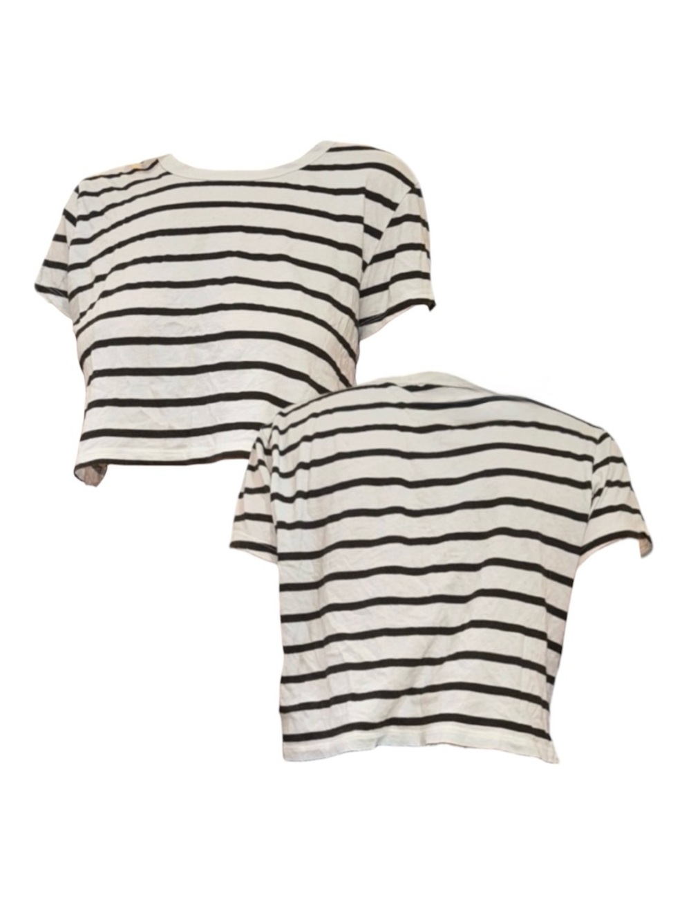 Striped Crop Tee - White & Black